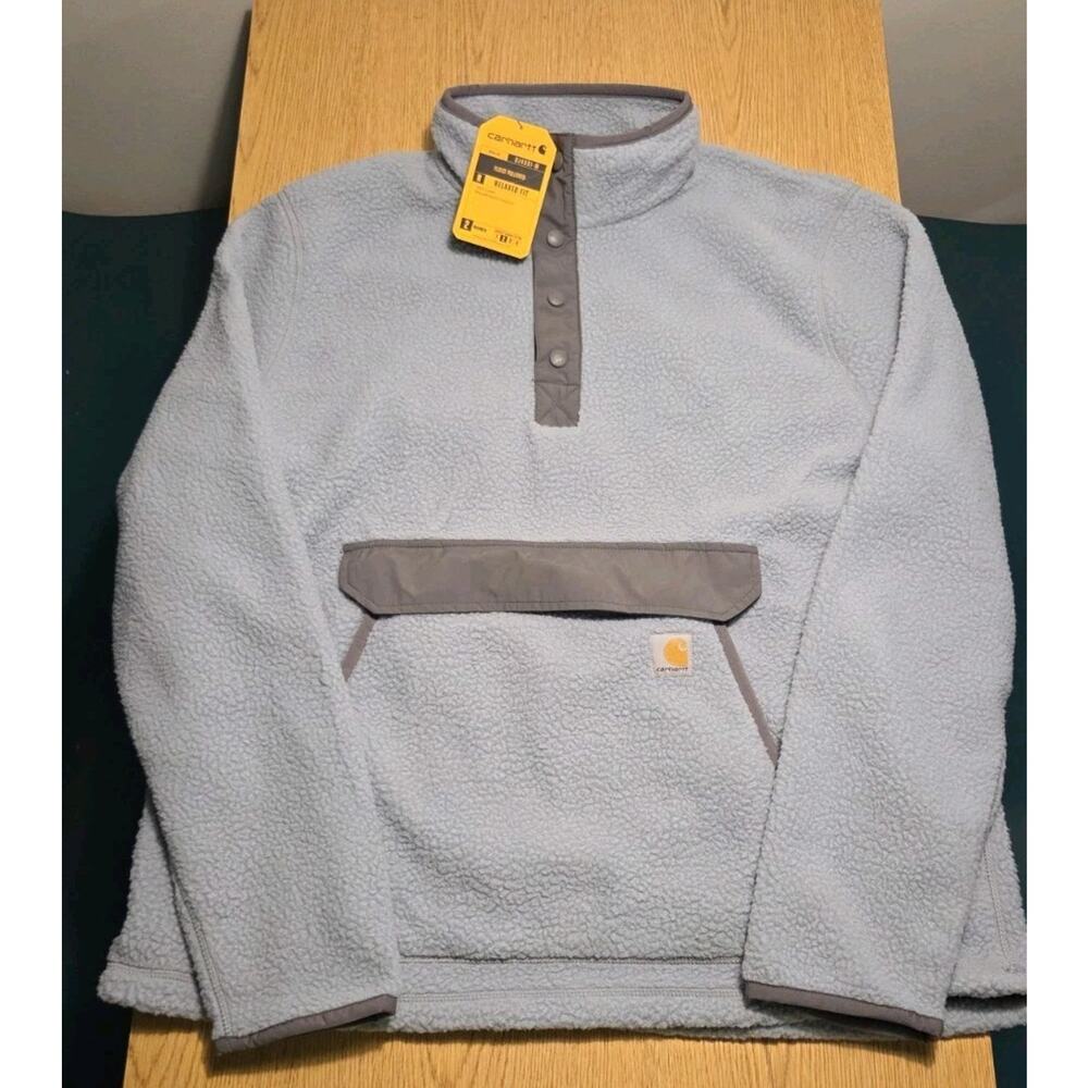 Carhartt Sweatshirt Blue Fleece Sherpa Pullover Relaxed Fit OJ4991M NEW Mens LT